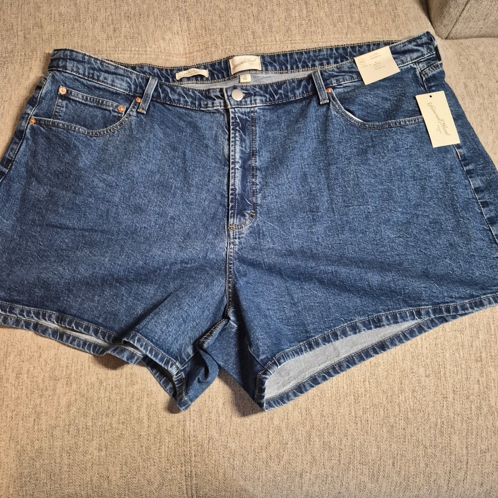 Universal Thread Womens A-Line Denim Shorts Medium Wash Blue High Rise Size 28w